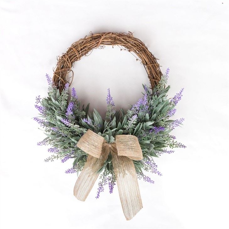Artificial Lavender Wreath On Twig Base